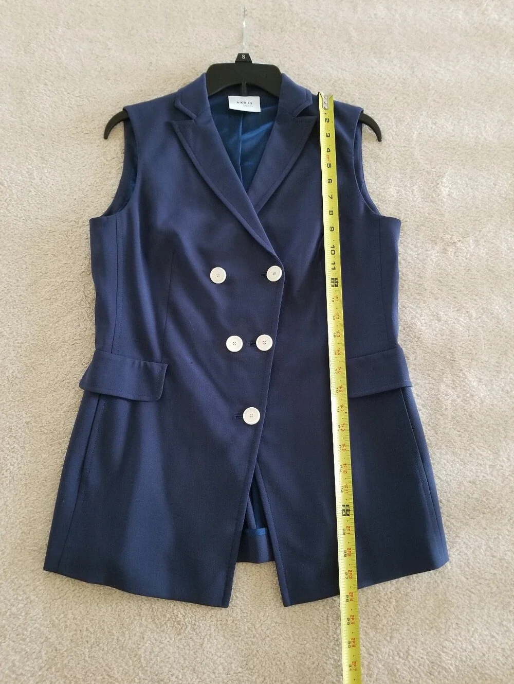 Akris Punto Navy Blue Double Breasted Sleeveless Blazer Vest Size 8